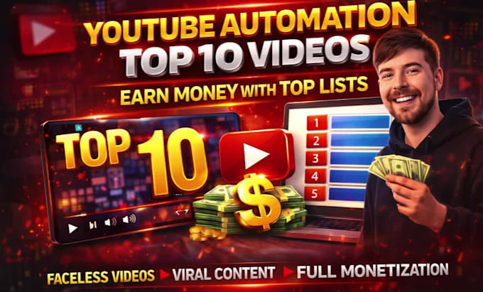 setup youtube automation channel and create top10 videos