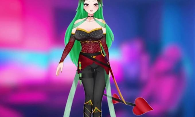 create female anime vtuber model with live2d rigging