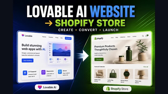 create lovable ai website and convert it to a shopify store