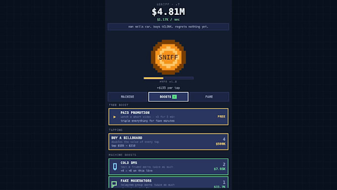 build a custom idle incremental clicker game in one HTML file