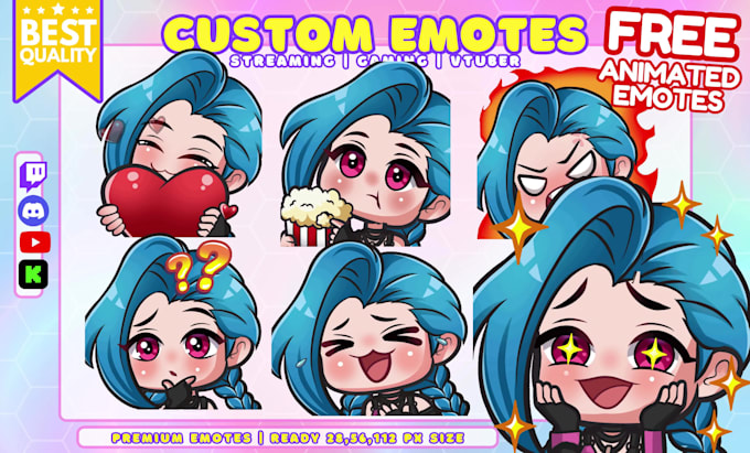 draw twitch emotes, chibi emotes, animated emotes, vtuber, vtuber for stream