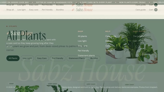 design and develop a professional shopify plant store