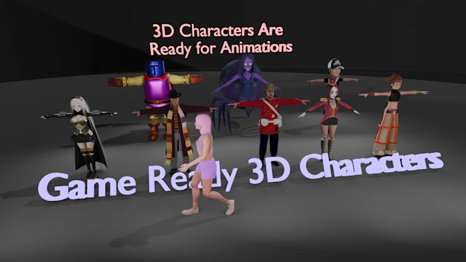 create game ready 3d characters for unity and ue, animations and 3d printing