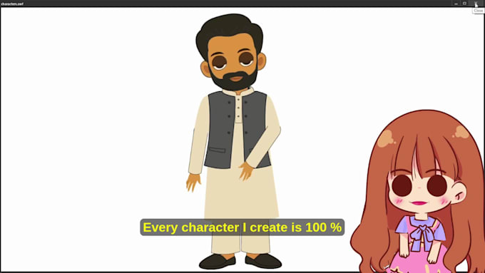 make 2d cartoon character design for game and animation