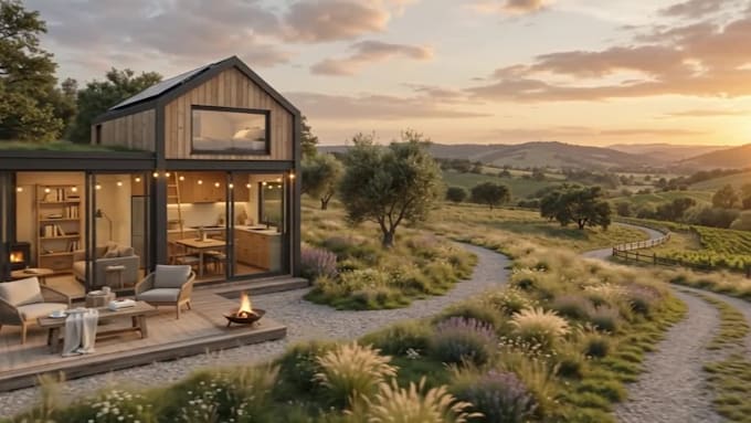 design your tiny house, cabana, rural house and 3d rendering