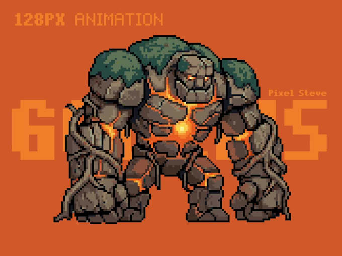pixel art bosses, characters and sprite animations