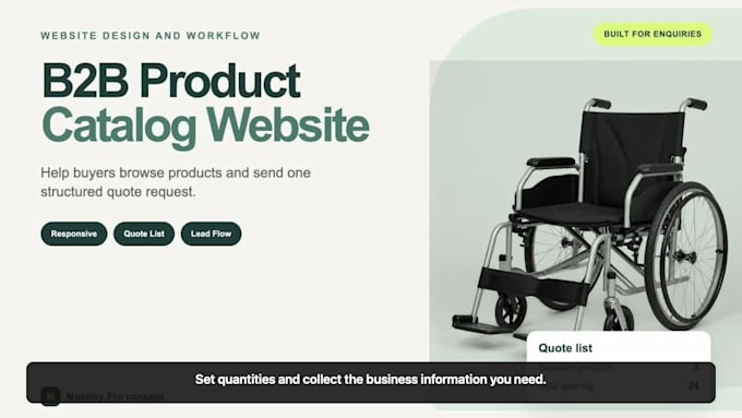 build a b2b product catalog website with a quote request system