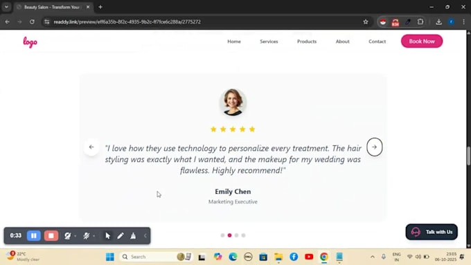create a beauty salon booking website in 1 day
