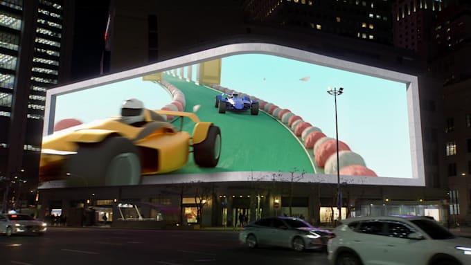 create 3d anamorphic billboard animation cgi vfx ads for led screens 3d displays