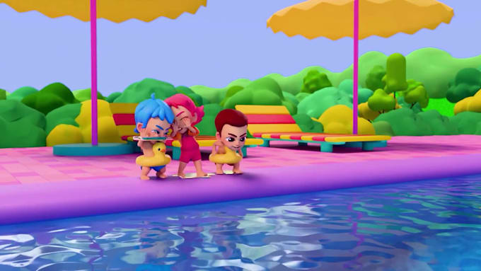create 2d 3d cartoon animation video, kid learning, kid animation video
