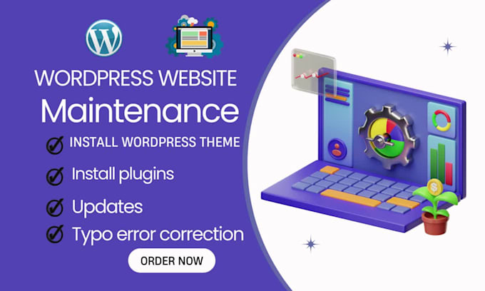 do wordpress website maintenance, install plugins and themes