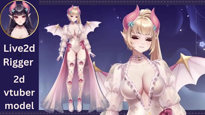custom 2d vtuber model, live2d rigging, 2d v tuber rigging, anime character art