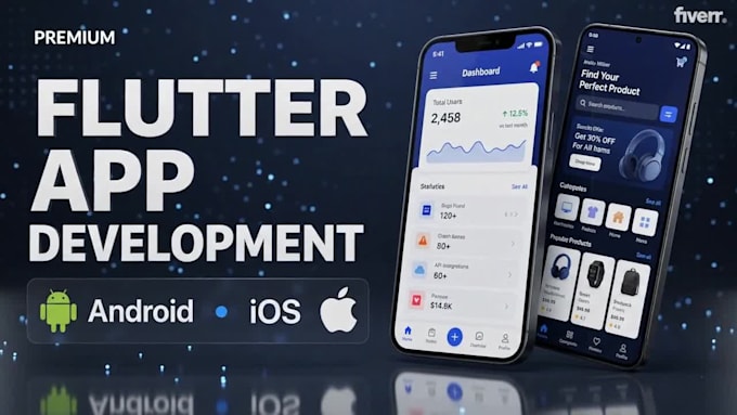develop a flutter app for android, ios, firebase and rest API