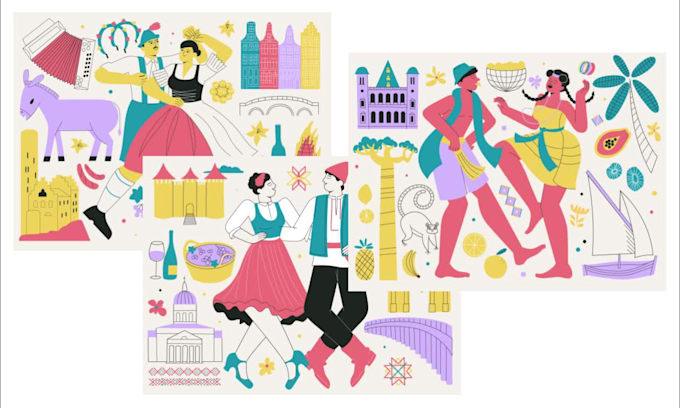 draw flat vector illustration for website or explainer video