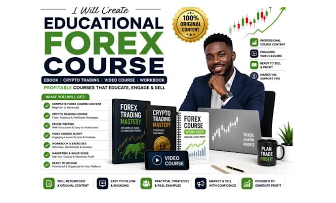 create educational forex course ebook, crypto trading, video course, workbook