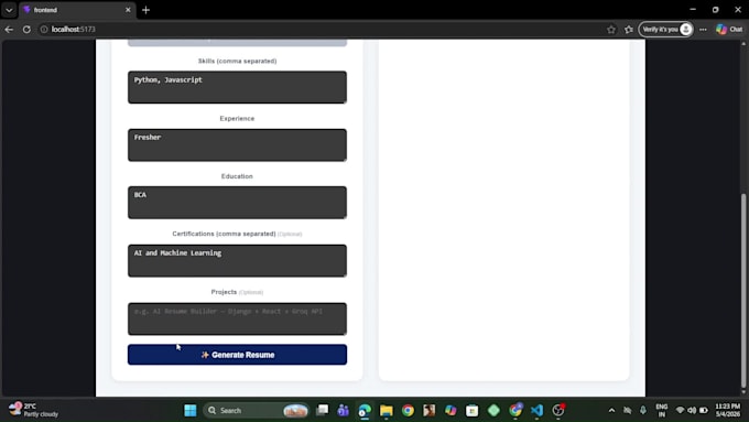 create ai api integration resume builder