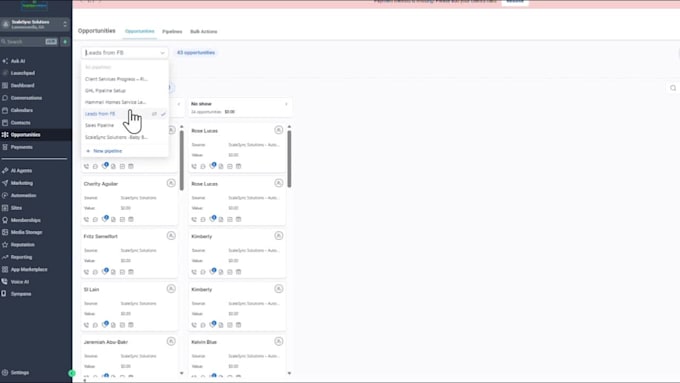 setup gohighlevel CRM, workflows, funnels and automation