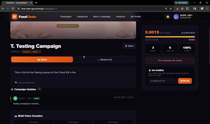develop a secure web3 crowdfunding dapp