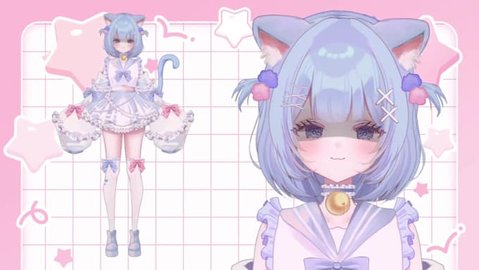 draw live2d vtuber model, pngtuber model, live2d vtuber rigging