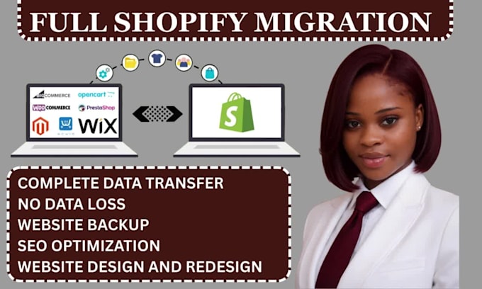 migrate clone transfer  wordpress wix ebay ecwid volution to shopify migration