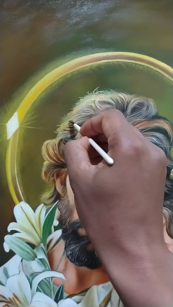 create a physical  oil painting on canvas