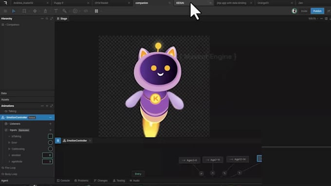 create your mascot character in rive and lottie