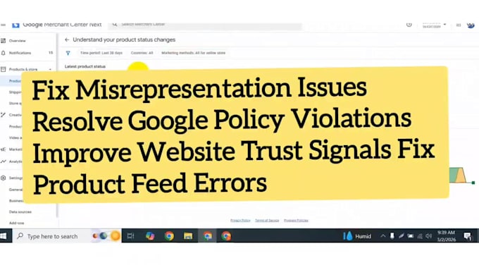 fix google merchant center misrepresentation and suspension