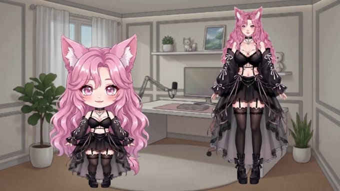 design and rig custom chibi vtuber model or add chibi toggle to existing vtuber