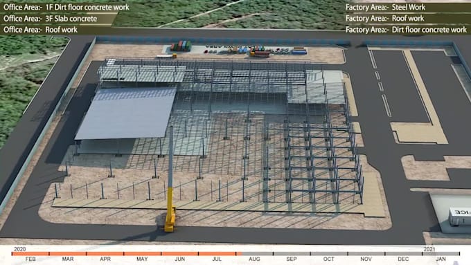 create 4d construction animation and industrial plant visualization