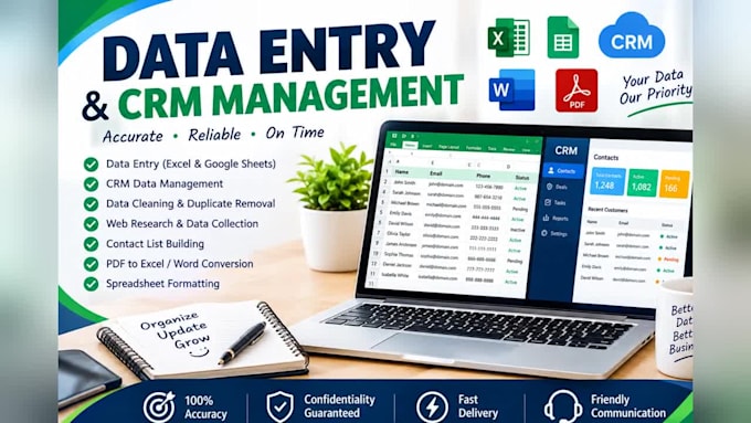 data entry CRM data management, data cleaning and web research