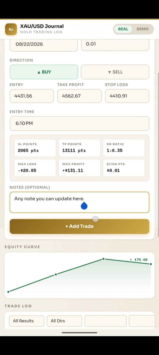 create a custom trading journal or webapp for you