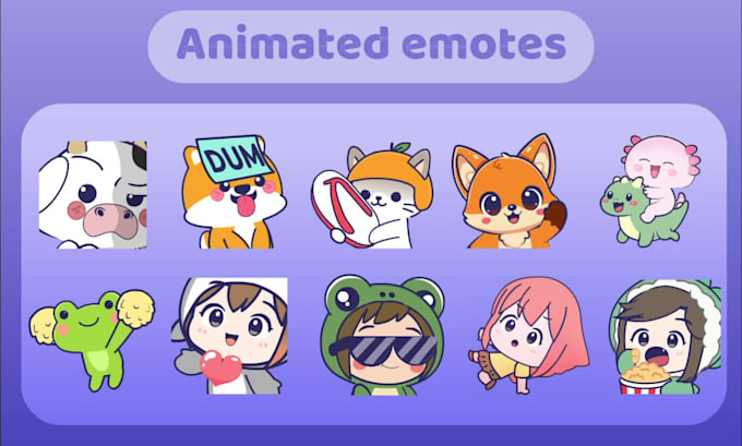 create cute animated emotes and stickers in flat chibi style