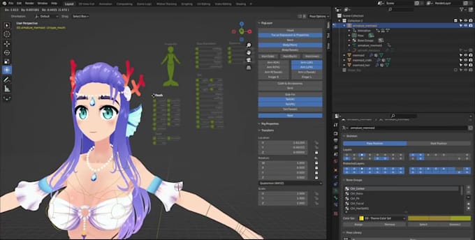 facial animate,facs for talkinghead,rig3d for livestream,webbased glb avatar,vrm
