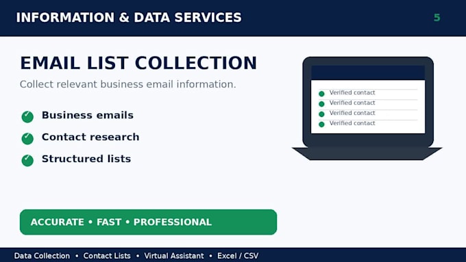 be your information analyst,data collector,virtual assistant,do compile contacts