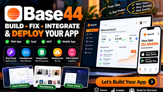 fix build, and deploy your base44 app, saas, mvp or web app