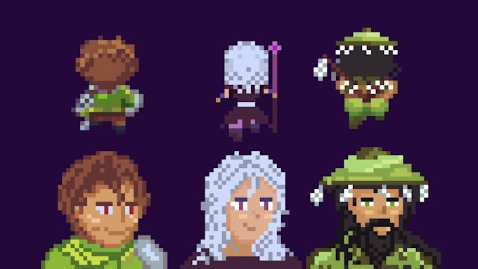 pixel art 8 16bit character for game sprite sheet animation