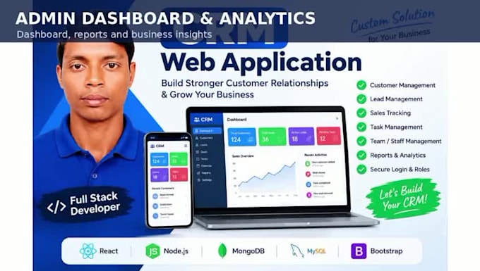 develop a custom CRM web application with admin dashboard