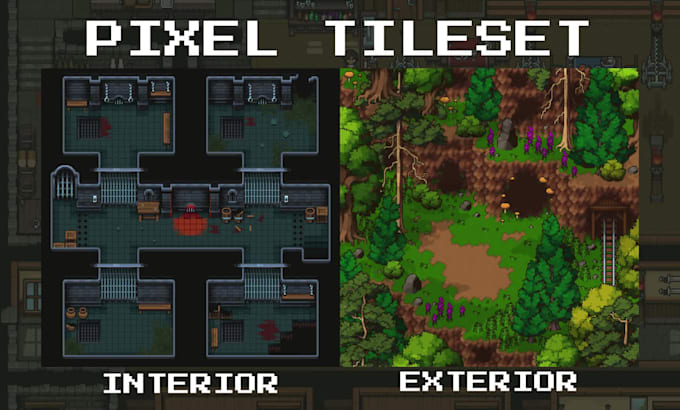 seamless pixel art tileset, tilemap, pixel art scene, platformer game assets
