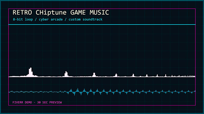 create retro chiptune 8 bit game music and visualizer