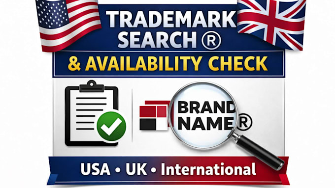do professional trademark search and availability check for your brand name