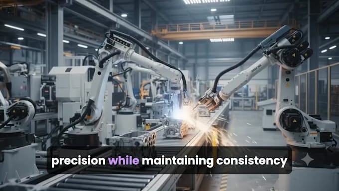 create aii industrial, factory, manufacturing process videos