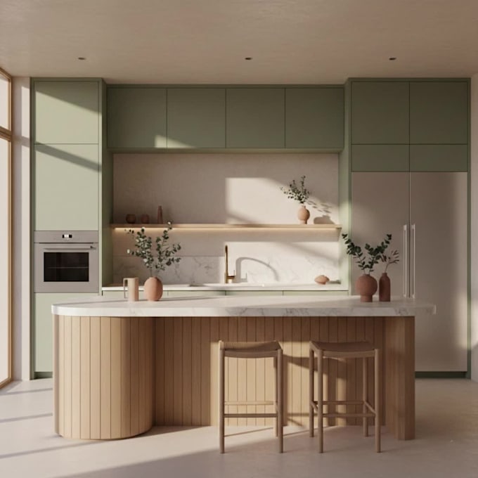 design bathroom, kitchen or bar interior with 2d floor plan and 3d render