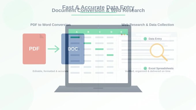 do professional data entry, excel, PDF, and web research