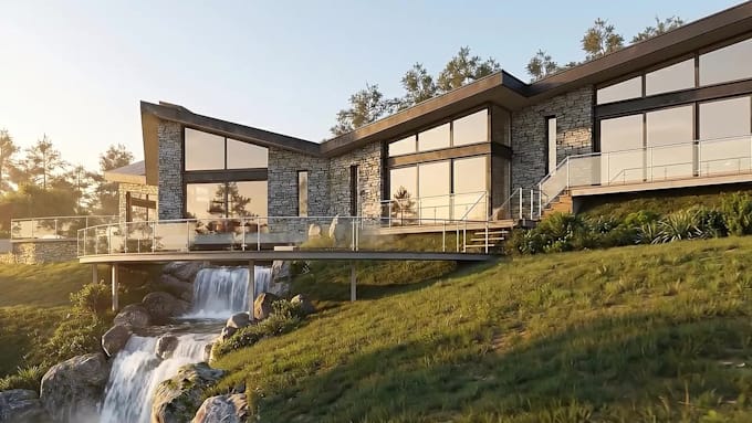 design modern house, villa and architectural 3d visualization