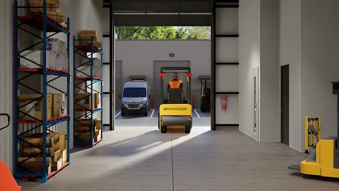 do 3d warehouse industrial facility animation and architectural logistics video