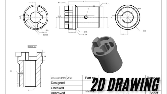 create 2d mechanical drawings, 3d modeling for print file