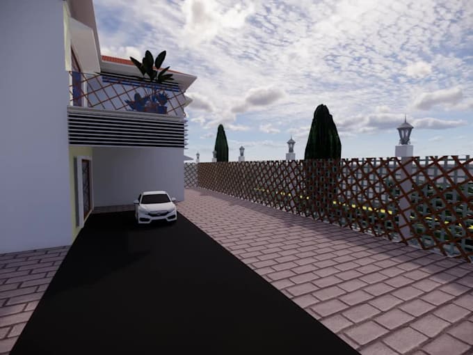 design realistic 3d exterior house rendering