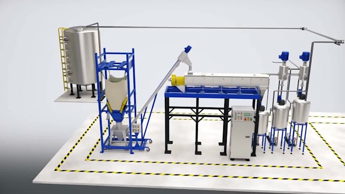 do 3d industrial animation for extraction equipment manufacturing and technical