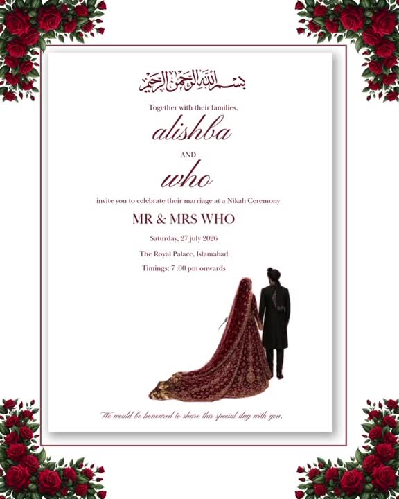 design an elegant islamic wedding invitation card in canva