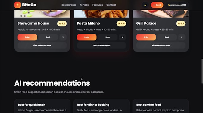 create modern restaurant website